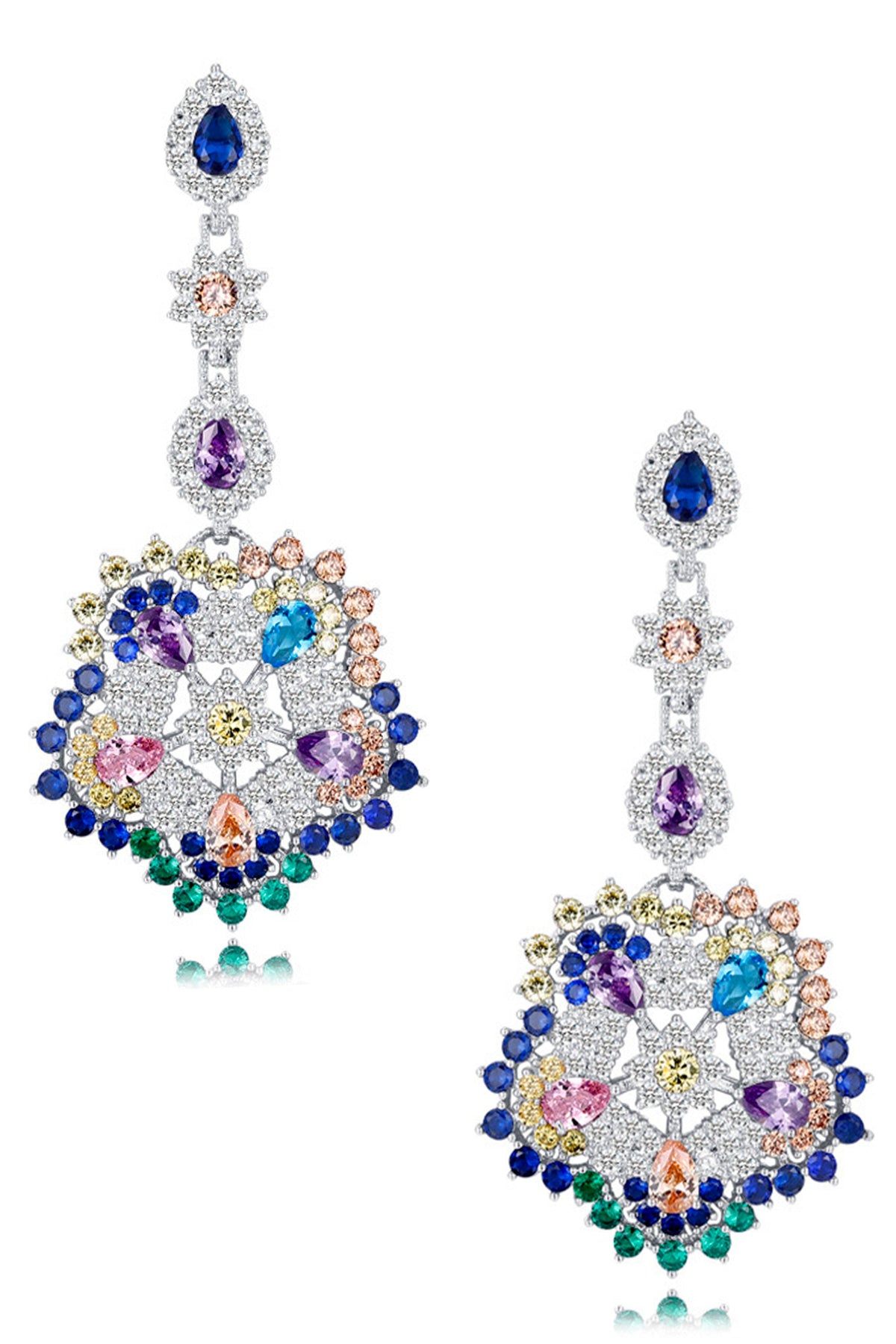 Cubic Zirconia Chain Earrings E7460