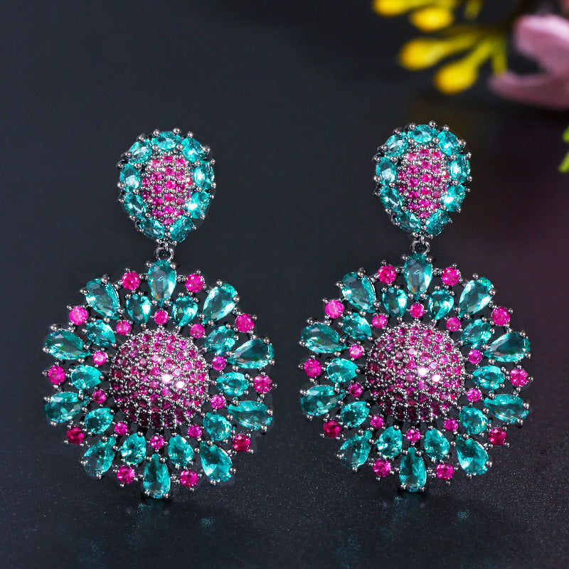 Flower Cubic Zirconia Chain Earrings E7461