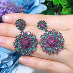 Flower Cubic Zirconia Chain Earrings E7461