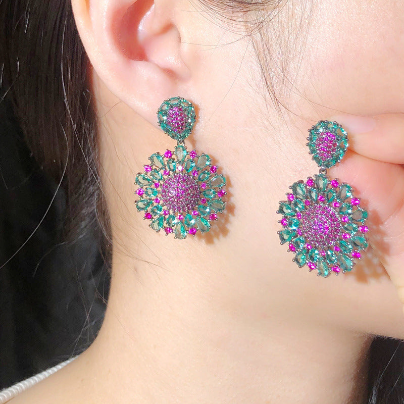 Flower Cubic Zirconia Chain Earrings E7461