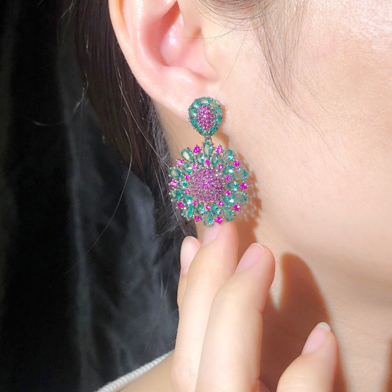 Flower Cubic Zirconia Chain Earrings E7461