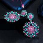 Flower Cubic Zirconia Chain Earrings E7461