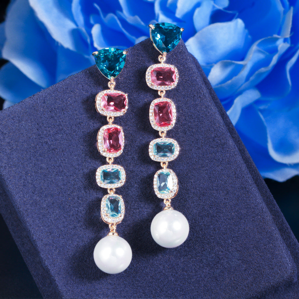 Cubic Zirconia Pearl Earrings E7463