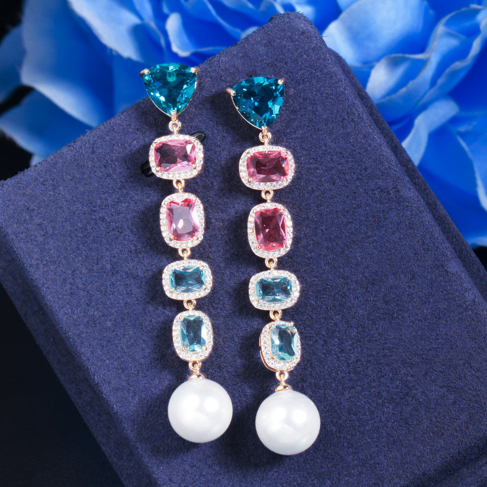Cubic Zirconia Pearl Earrings E7463
