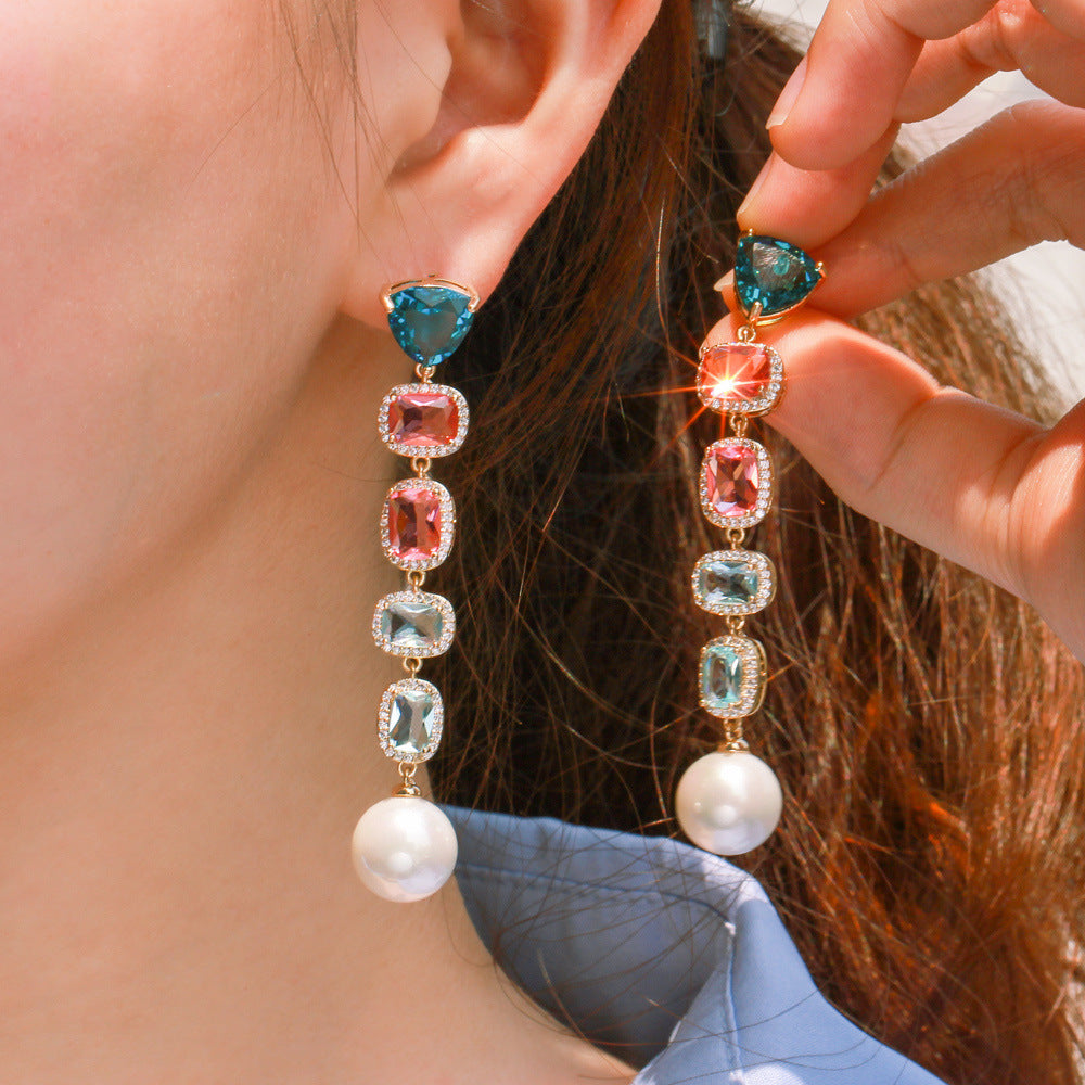Cubic Zirconia Pearl Earrings E7463
