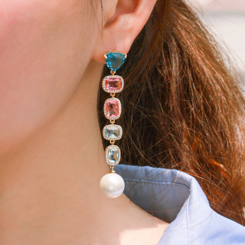 Cubic Zirconia Pearl Earrings E7463