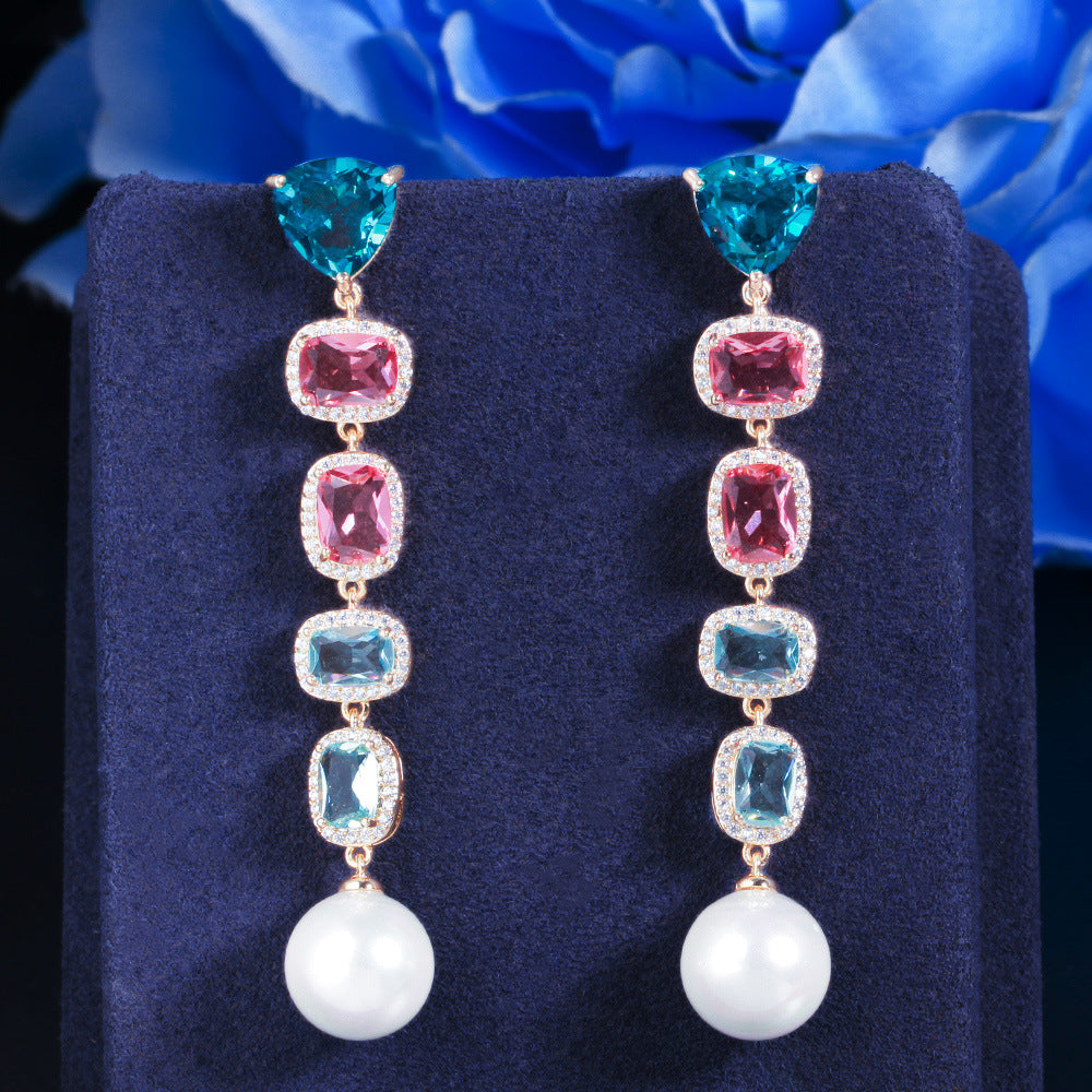 Cubic Zirconia Pearl Earrings E7463