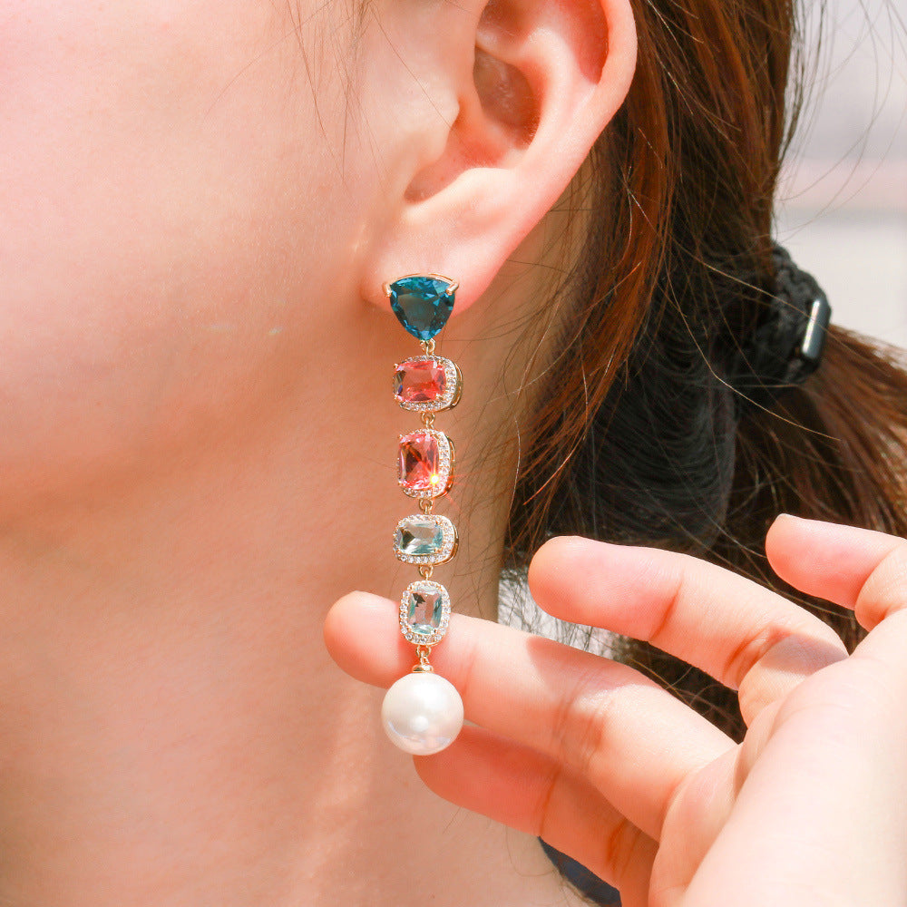 Cubic Zirconia Pearl Earrings E7463