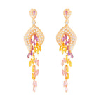 Floral Tassel Cubic Zirconia Earrings E7465