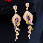 Floral Tassel Cubic Zirconia Earrings E7465