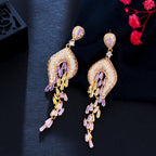 Floral Tassel Cubic Zirconia Earrings E7465