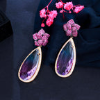 Floral Teardrop Cubic Zirconia Earrings E7466