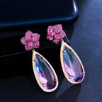 Floral Teardrop Cubic Zirconia Earrings E7466