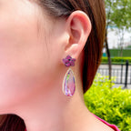 Floral Teardrop Cubic Zirconia Earrings E7466