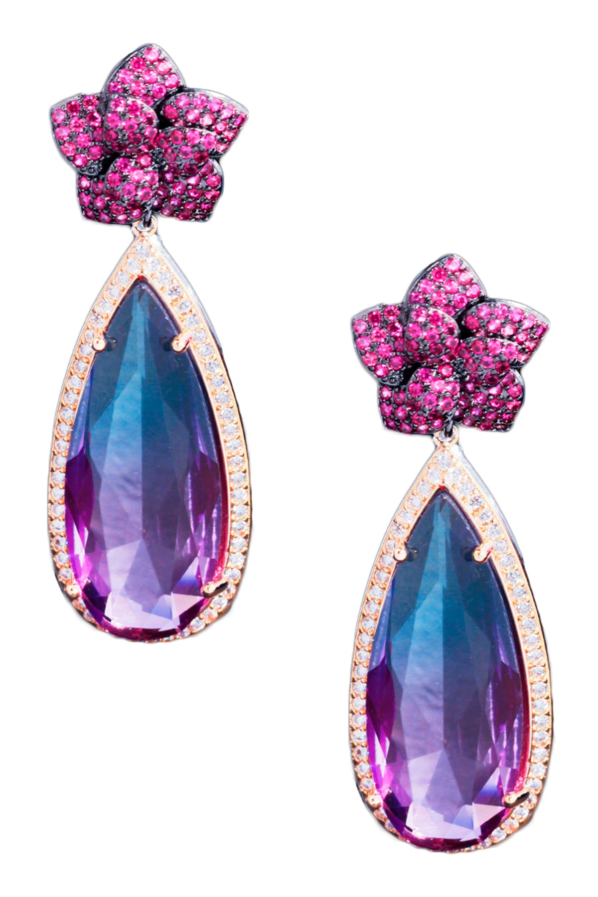 Floral Teardrop Cubic Zirconia Earrings E7466