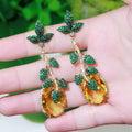 Floral Leaf Cubic Zirconia Earrings E7469