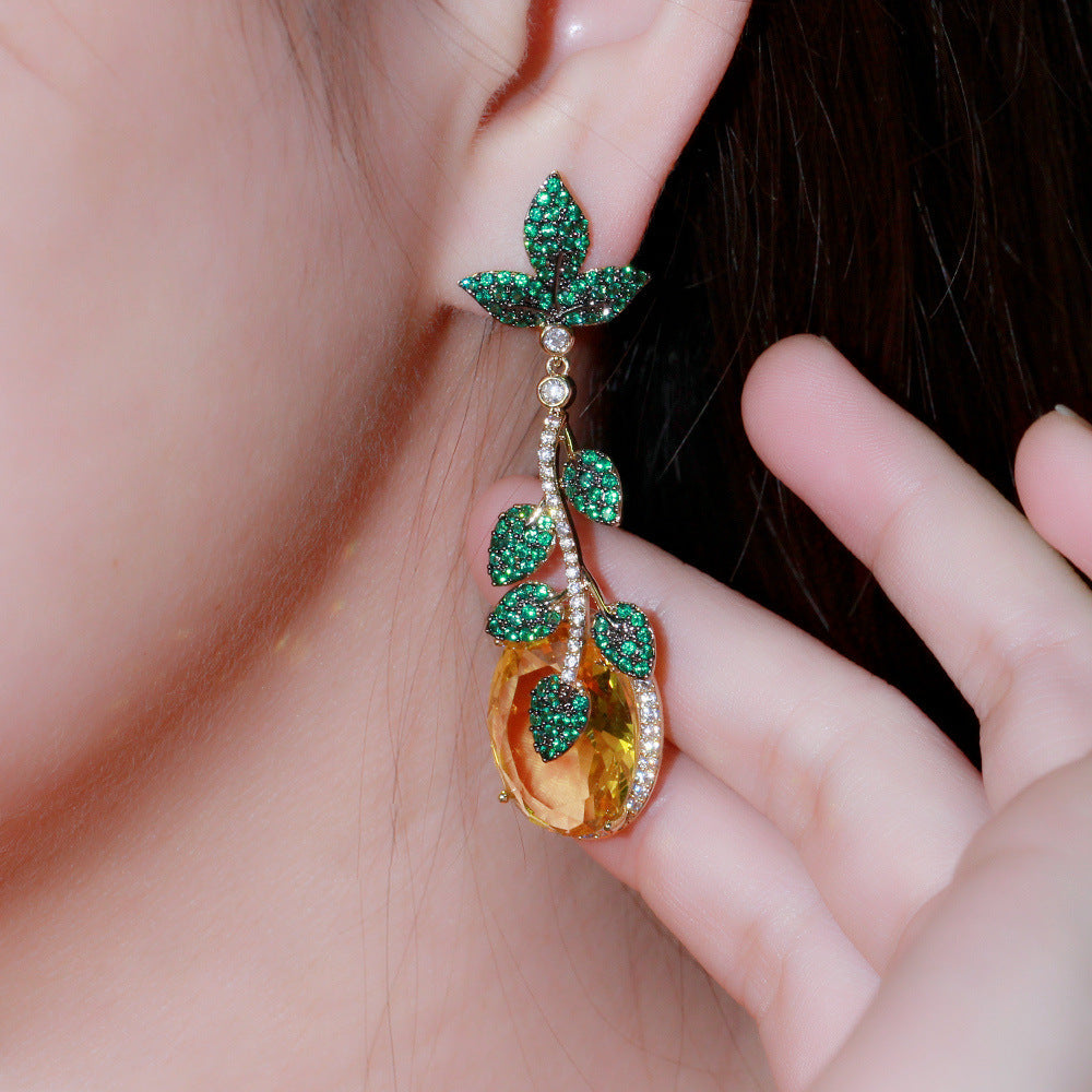 Floral Leaf Cubic Zirconia Earrings E7469