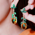 Floral Leaf Cubic Zirconia Earrings E7469