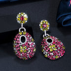 Hollow Teardrop Cubic Zirconia Earrings E7472
