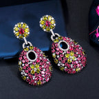 Hollow Teardrop Cubic Zirconia Earrings E7472