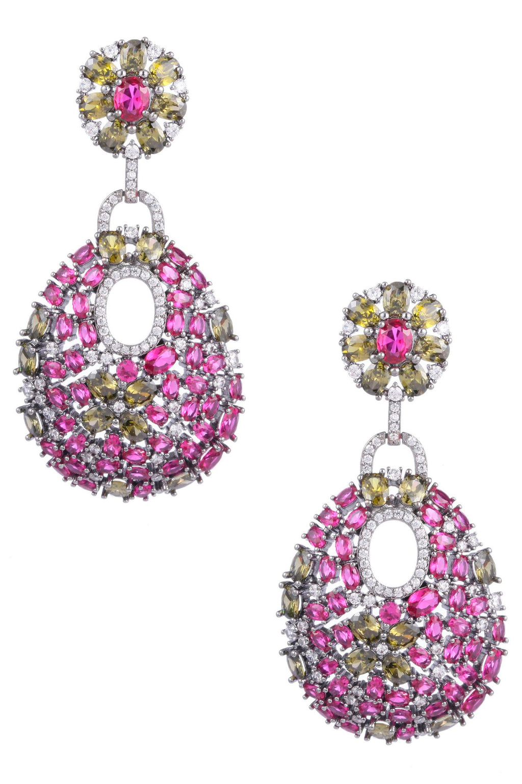 Hollow Teardrop Cubic Zirconia Earrings E7472