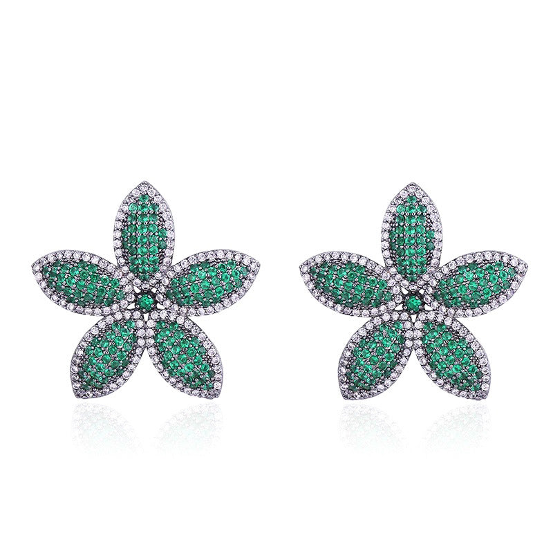 FlowerCubic Zirconia Stud Earrings E7474