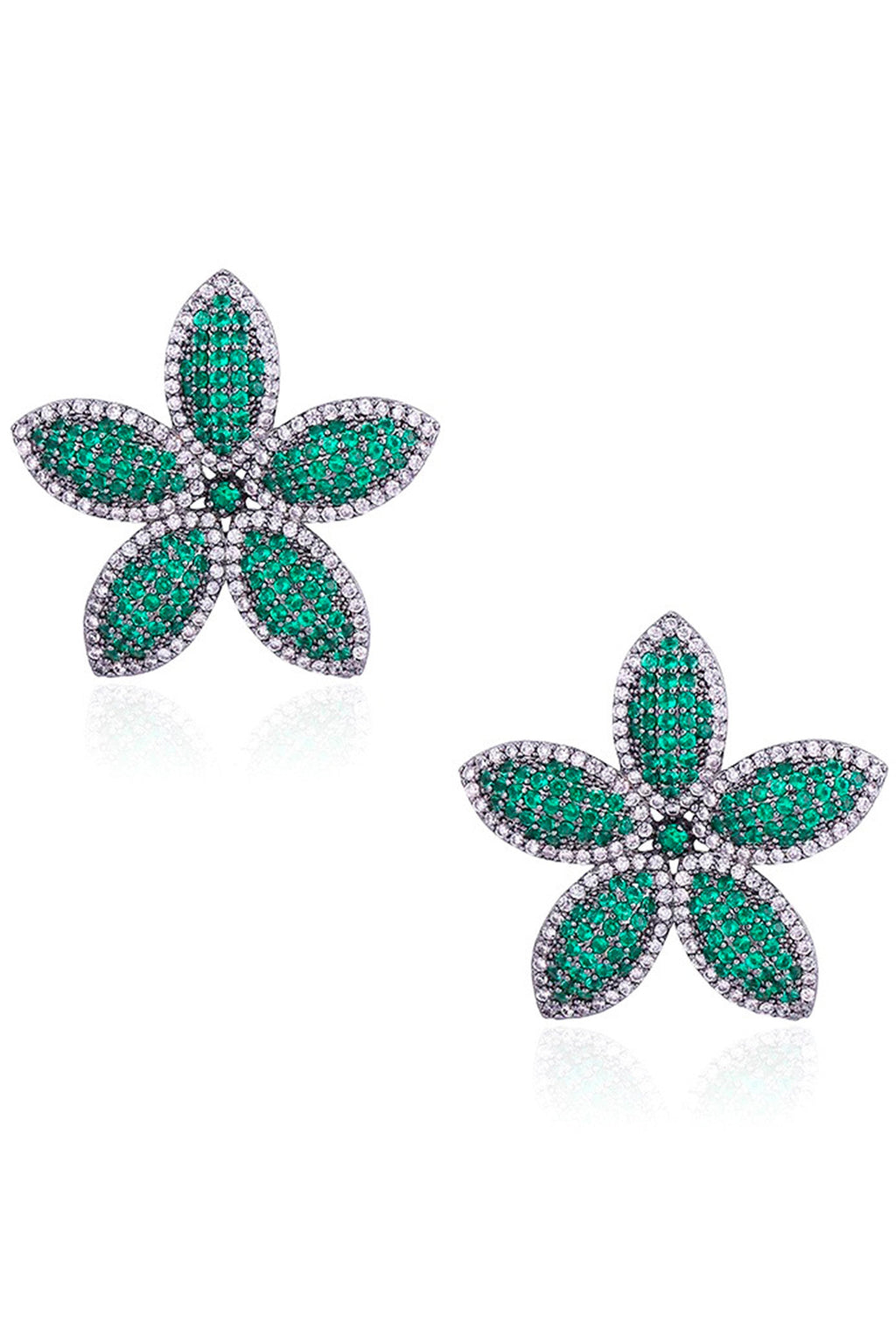 FlowerCubic Zirconia Stud Earrings E7474