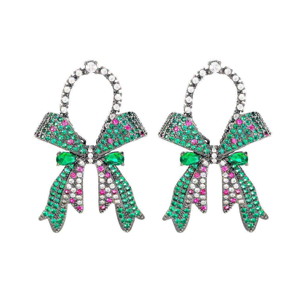 Bow Cubic Zirconia Chain Earrings E7475