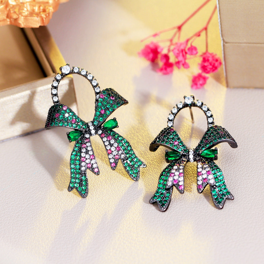 Bow Cubic Zirconia Chain Earrings E7475