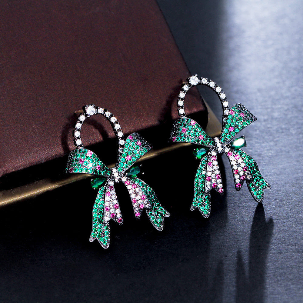 Bow Cubic Zirconia Chain Earrings E7475