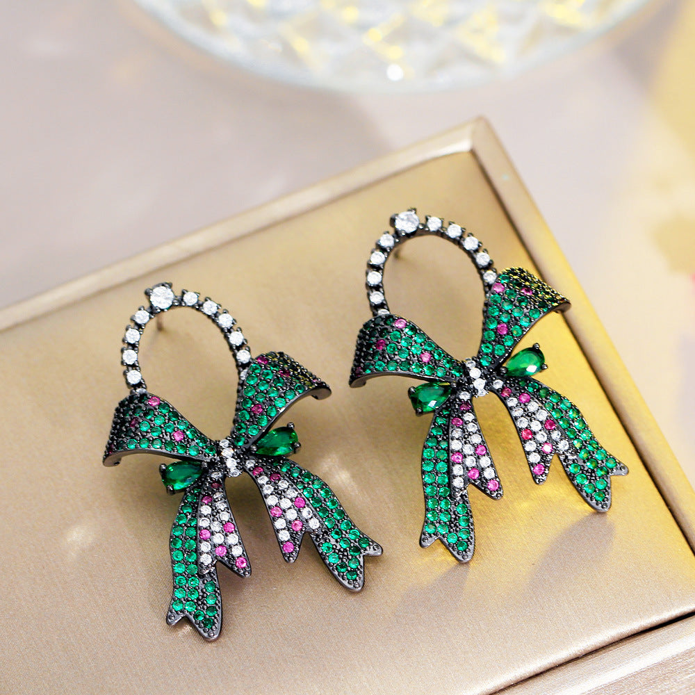 Bow Cubic Zirconia Chain Earrings E7475
