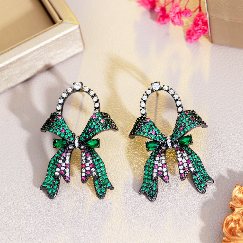 Bow Cubic Zirconia Chain Earrings E7475