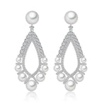 Teardrop Cubic Zirconia Pearl Earrings E7504
