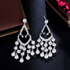 Heart Tassel Cubic Zirconia Hoop Earrings E7505