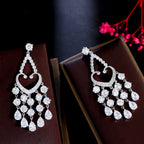 Heart Tassel Cubic Zirconia Hoop Earrings E7505