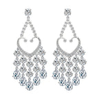 Heart Tassel Cubic Zirconia Hoop Earrings E7505
