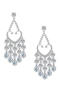 Heart Tassel Cubic Zirconia Hoop Earrings E7505