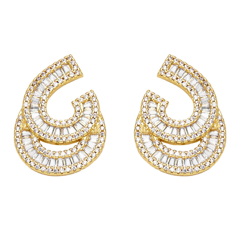 Doublelayer C Cubic Zirconia Earrings E7508