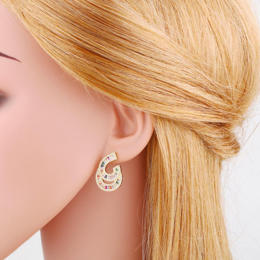 Doublelayer C Cubic Zirconia Earrings E7508