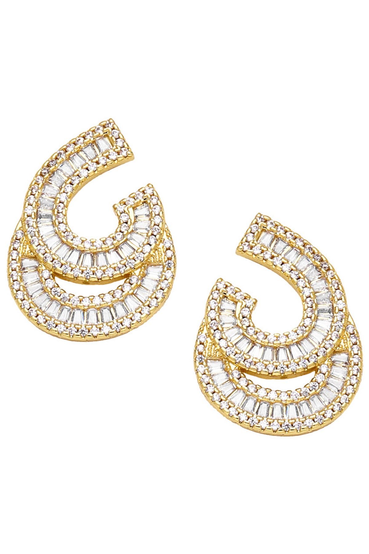 Doublelayer C Cubic Zirconia Earrings E7508