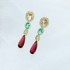 Oval Teardrop Chains Cubic Zirconia Earrings E7511