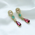 Oval Teardrop Chains Cubic Zirconia Earrings E7511