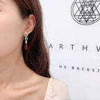 Oval Teardrop Chains Cubic Zirconia Earrings E7511