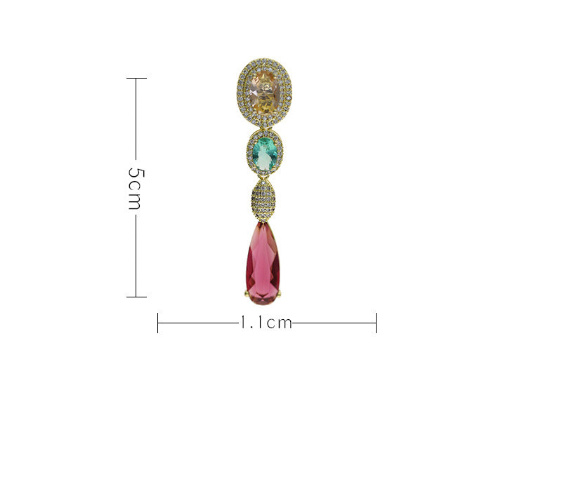 Oval Teardrop Chains Cubic Zirconia Earrings E7511
