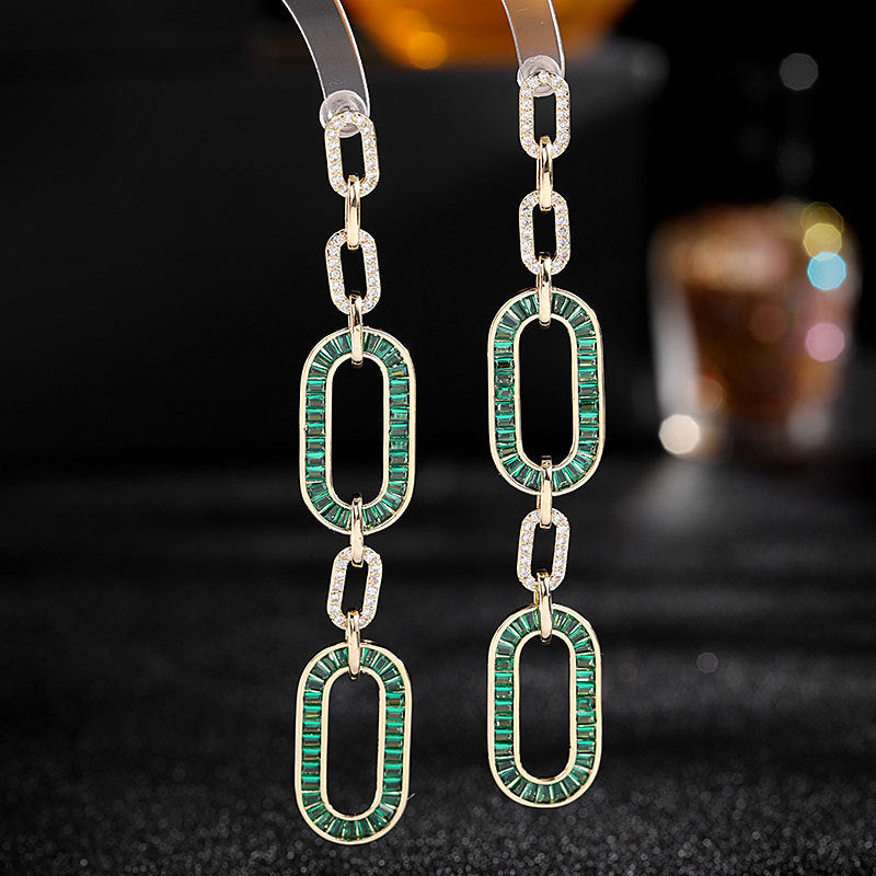 Oval Hoop Cubic Zirconia Earrings E7513