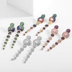 Geometry Circle Tassel Cubic Zirconia Earrings E7514