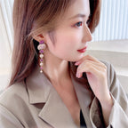 Geometry Circle Tassel Cubic Zirconia Earrings E7514