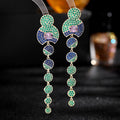 Geometry Circle Tassel Cubic Zirconia Earrings E7514