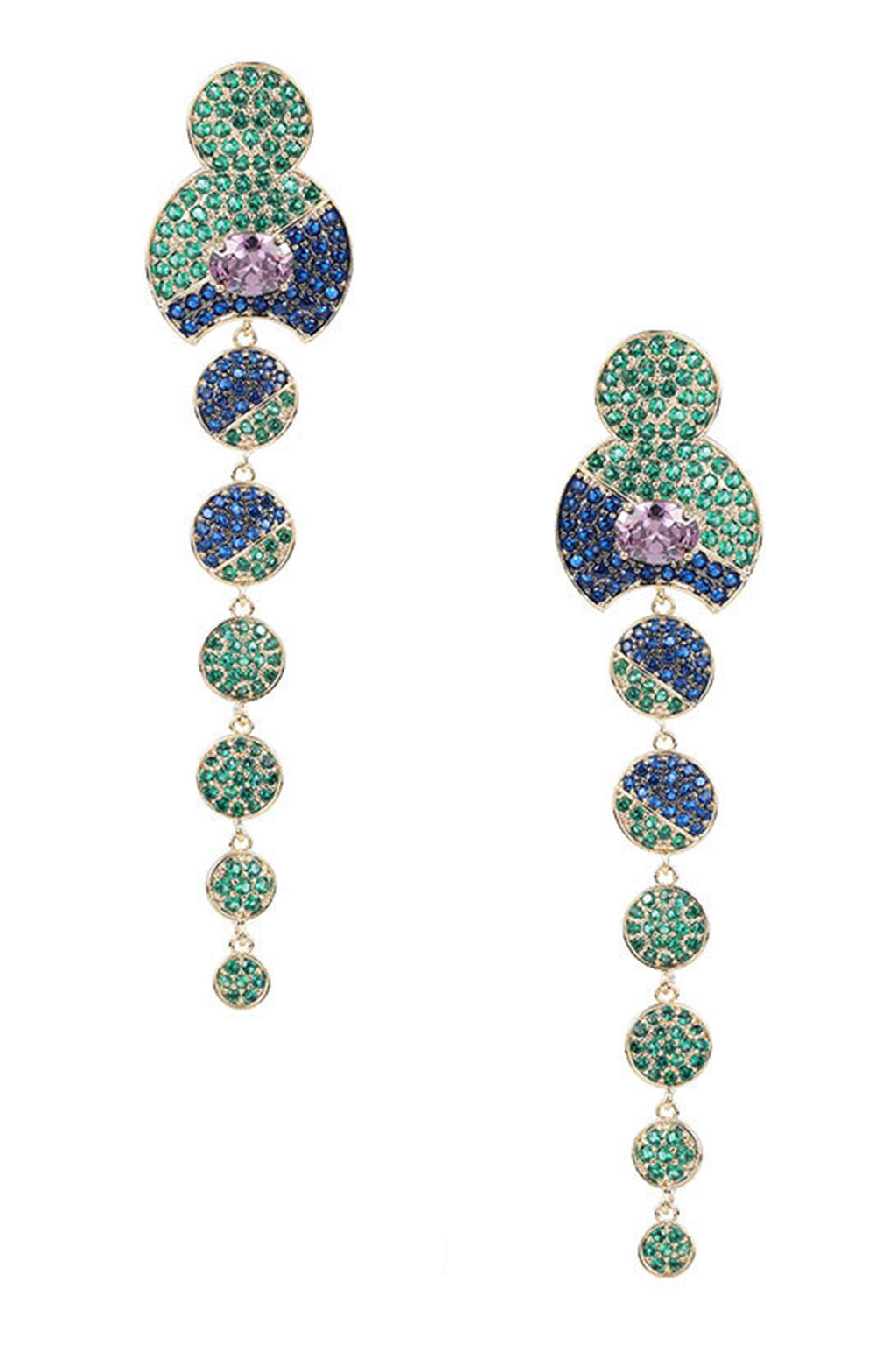 Geometry Circle Tassel Cubic Zirconia Earrings E7514