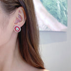 Floral Cubic Zirconia Stud Earrings E7516